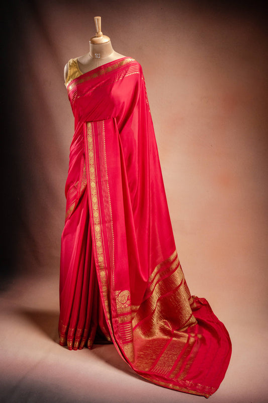 Pink Crepe Silk Saree with Rich Pallu