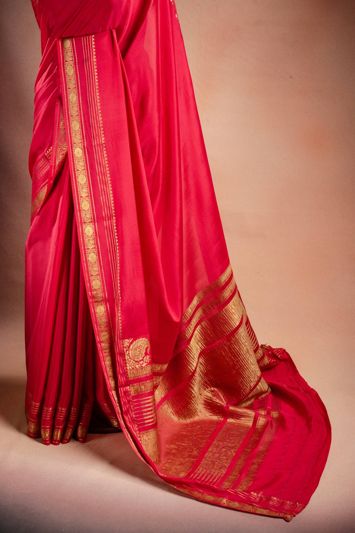 Pink Crepe Silk Saree with Rich Pallu