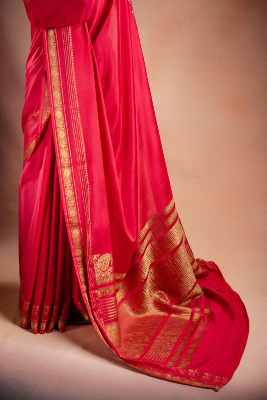 Pink Crepe Silk Saree with Rich Pallu