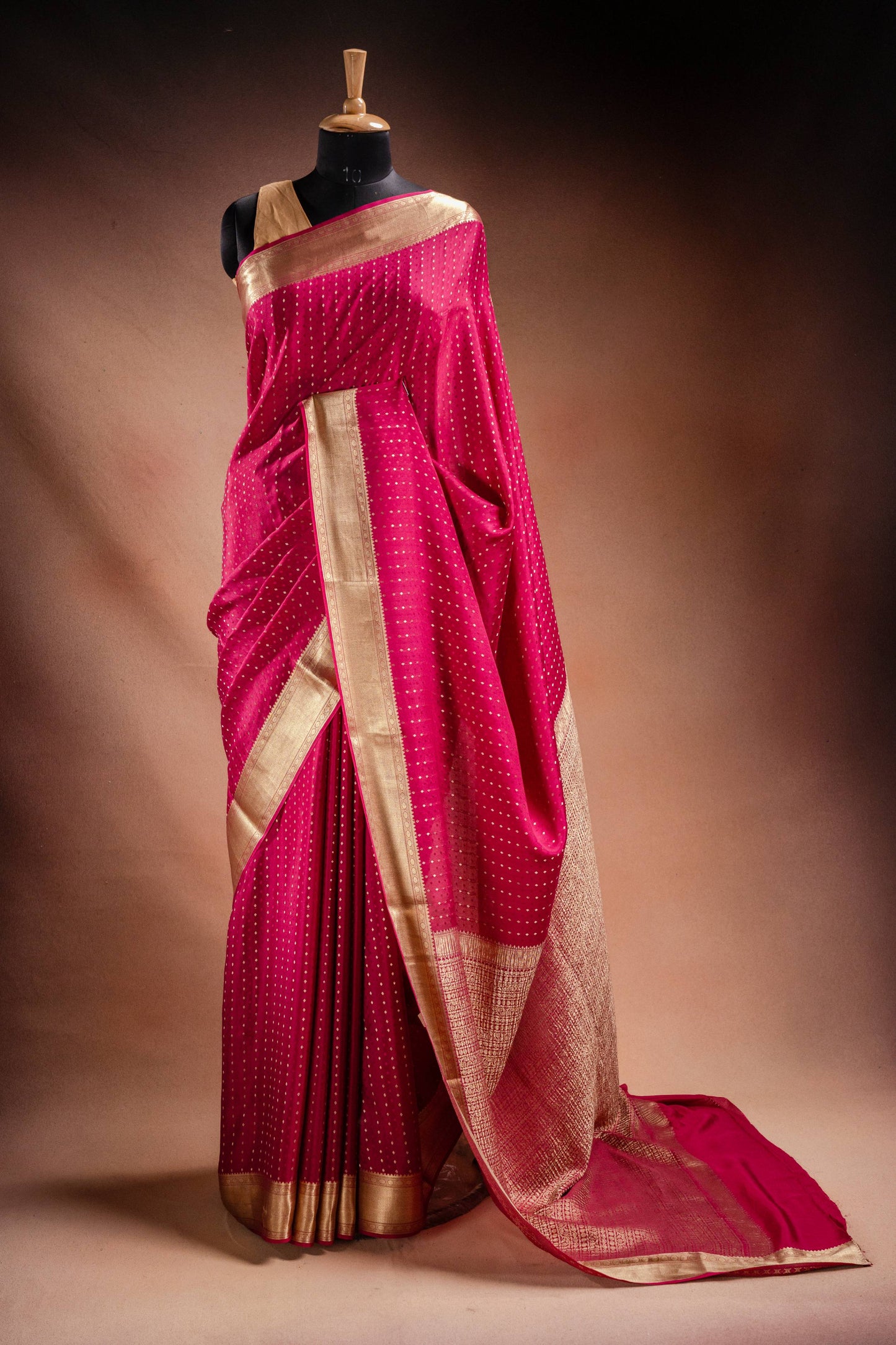 Pink Crepe Silk Saree with Zari Border