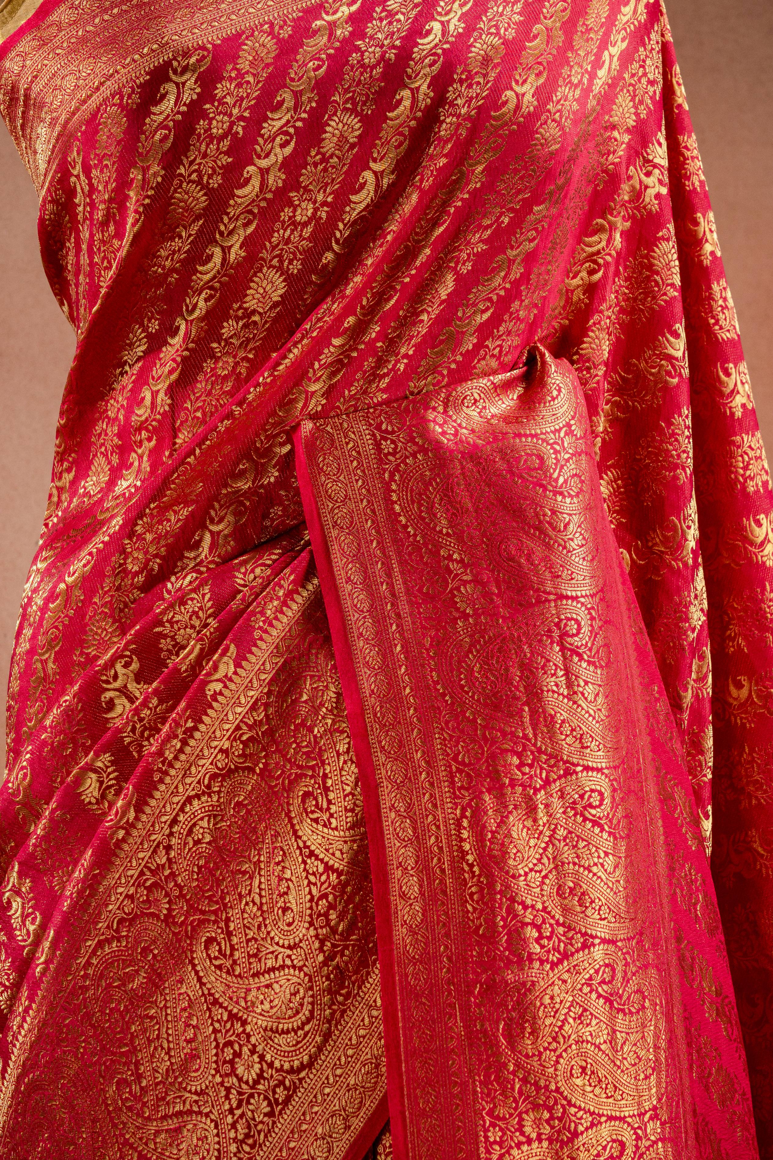 Rani Red Banarasi Silk Saree with Paisley Zari Weaving