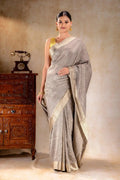 Silver Crepe Silk Saree that-saree-shop.myshopify.com