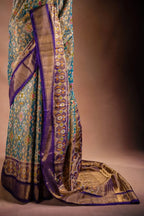 Tissue Pochampally Saree with Purple Border that-saree-shop.myshopify.com