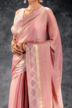Tissue Royale Dusty Rose Saree with Mughal Arch Border & Zari Wave Weave that-saree-shop.myshopify.com