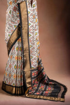 White Pochampally Saree with Black Border that-saree-shop.myshopify.com