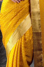 Yellow Crepe Silk Saree that-saree-shop.myshopify.com