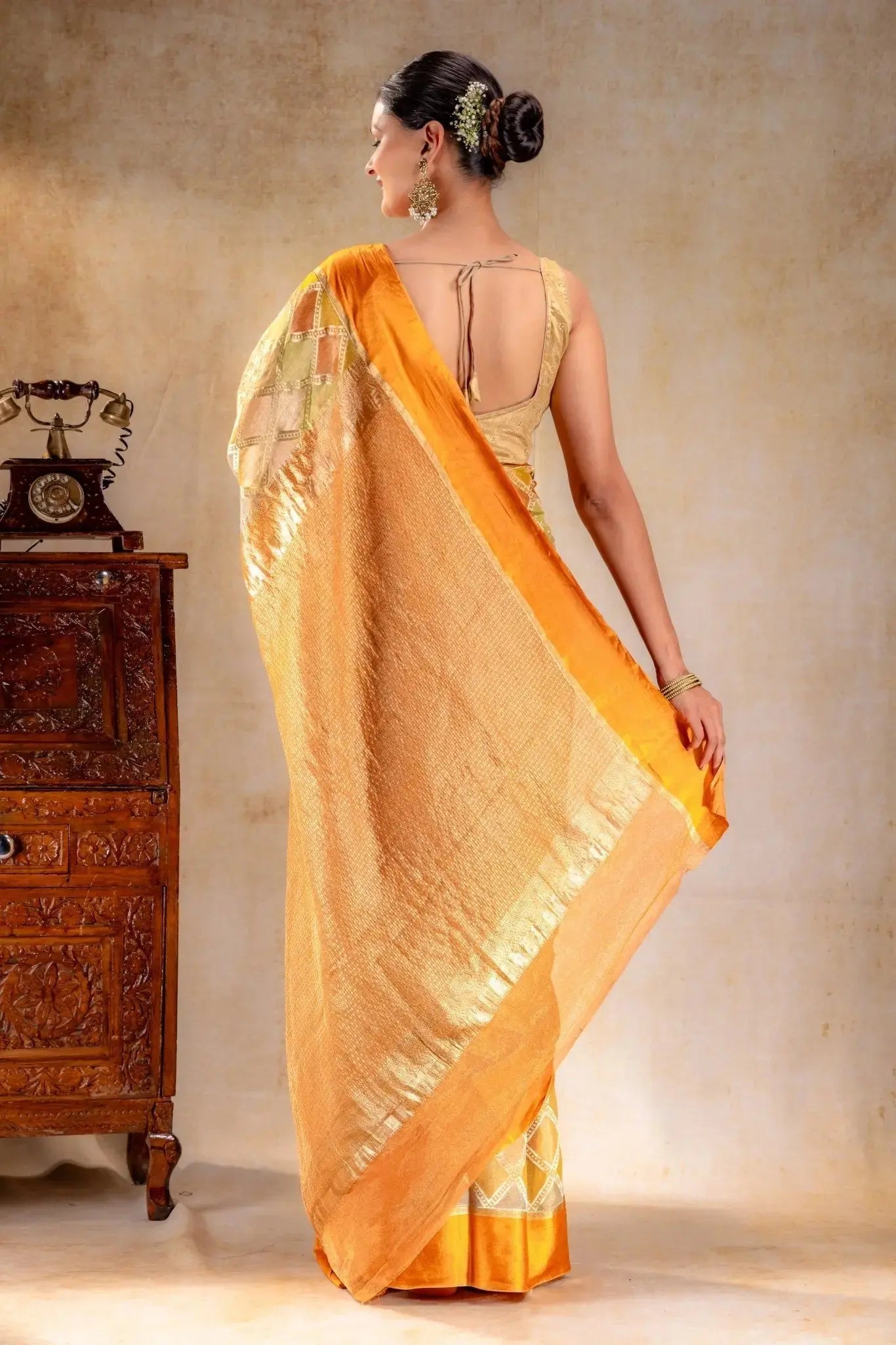 Yellow Tonal Tissue Silk Saree that-saree-shop.myshopify.com
