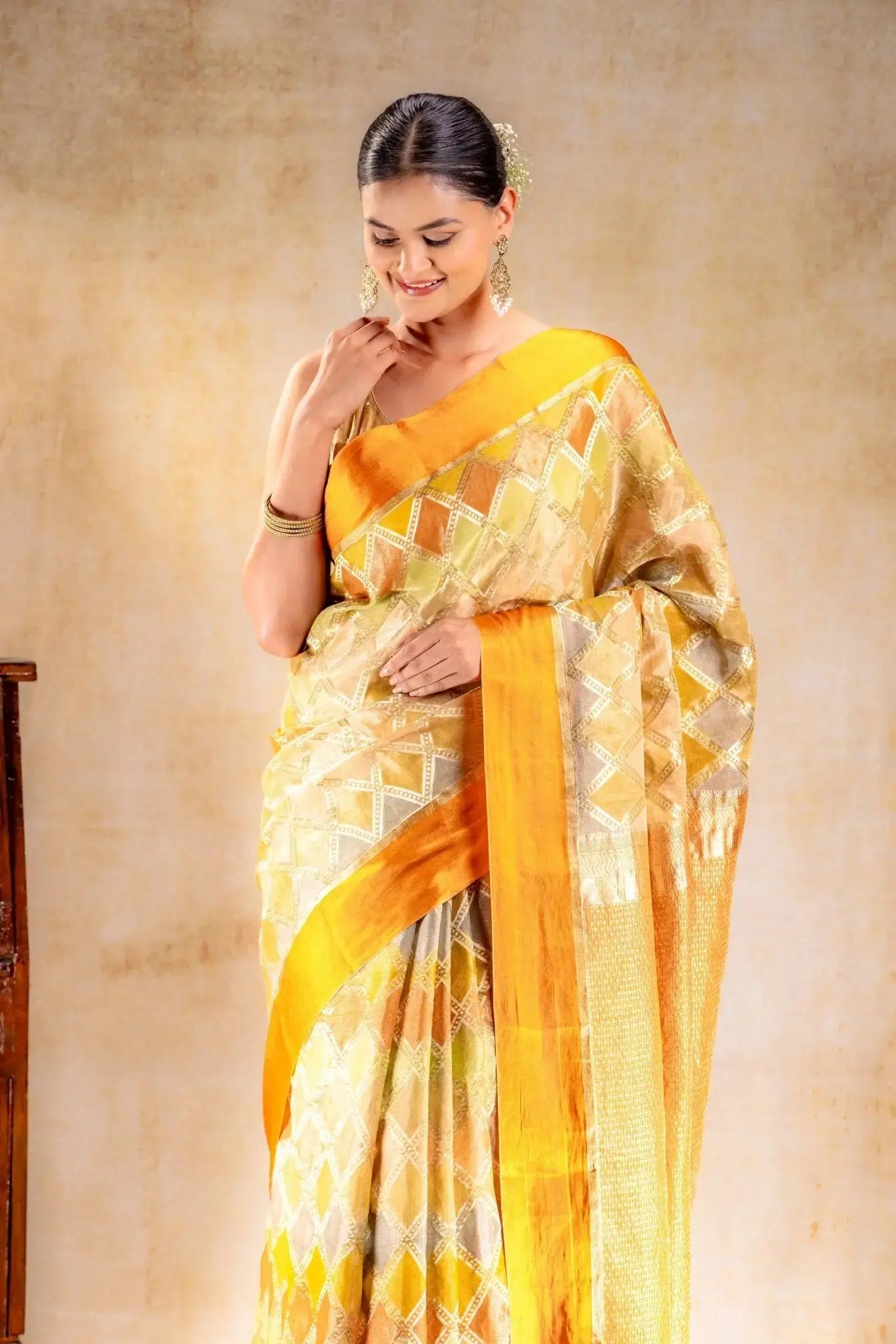 Yellow Tonal Tissue Silk Saree that-saree-shop.myshopify.com